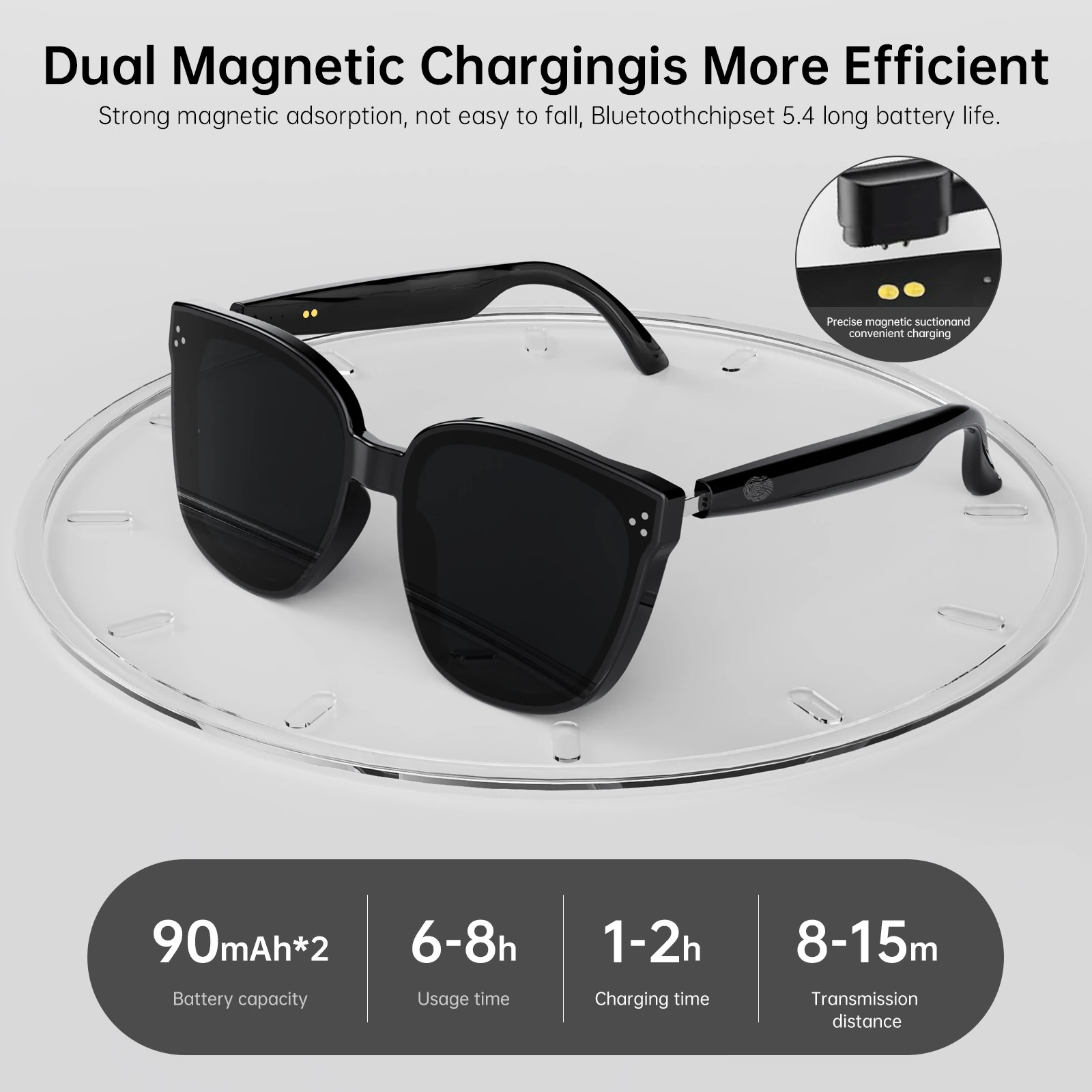 Smart Glasses with Bone Conduction Calling and Music Listening Bluetooth Connectivity Comfortable to Wear