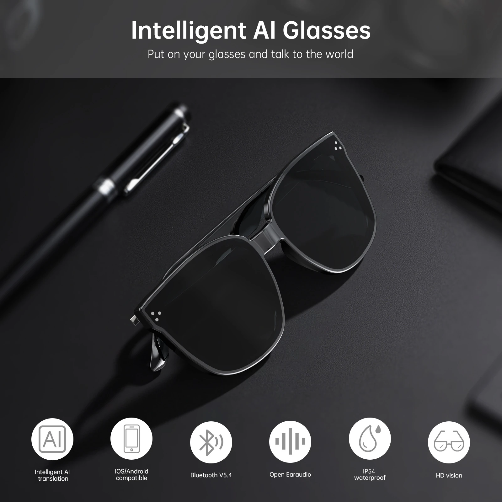 Smart Glasses with Bone Conduction Calling and Music Listening Bluetooth Connectivity Comfortable to Wear