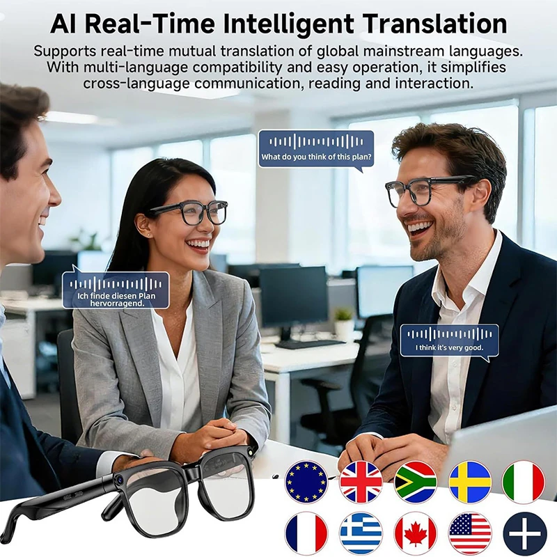 New M02 Smart Glasses: AI Translation, 8MP Camera, Reverse Charging Case, Wi-Fi Transfer, Image Recognition