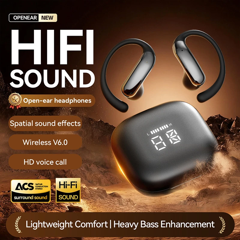 N02 Rotating Left/Right Wireless Bluetooth Earbuds: Over-Ear Noise-Canceling Sports Earbuds with Extra-Long Battery Life