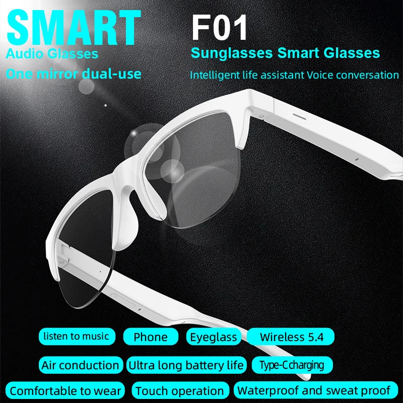 F01 Bluetooth Sunglasses: Dual-Function Audio for Music, Calls, and Cycling&mdash;Polarized Smart Sunglasses