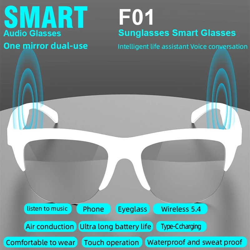 F01 Bluetooth Sunglasses: Dual-Function Audio for Music, Calls, and Cycling&mdash;Polarized Smart Sunglasses