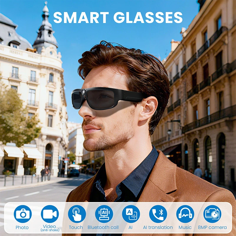 Y20 Smart Glasses 4K Ultra HD Sports Recording, 160-Language Translation, Bluetooth Music and Calls, Video Translation