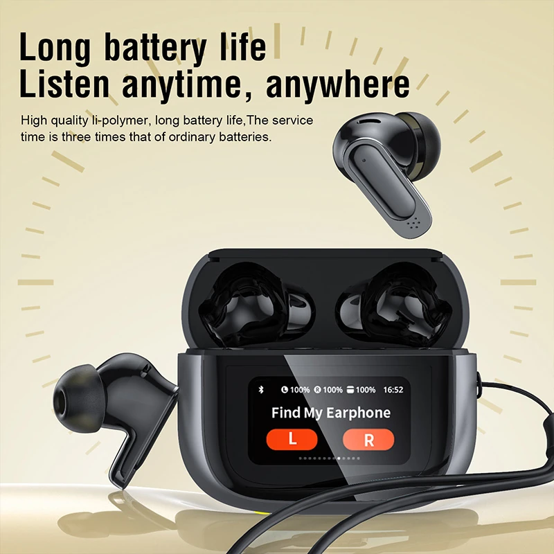 V11 ANC Noise-Canceling Bluetooth Earbuds: Touchscreen, TWS, Wireless Calling, Deep Bass, Smart Gaming Design, Low Latency