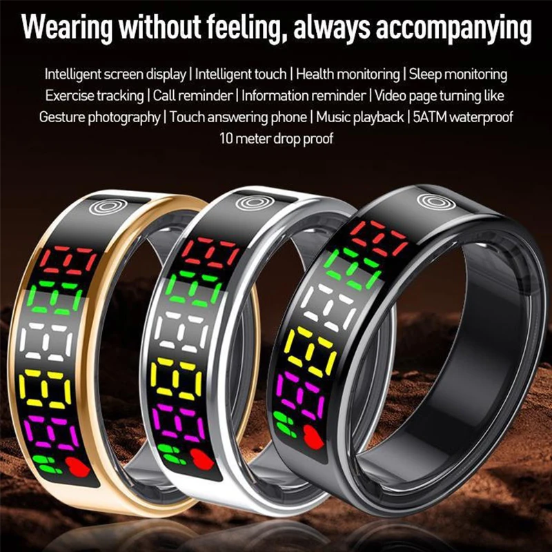RA20 Smart Ring: Heart Rate, Blood Oxygen, and Blood Pressure Monitoring; Short Videos; Scroll Up/Down; Like; Smart Wearable Ring
