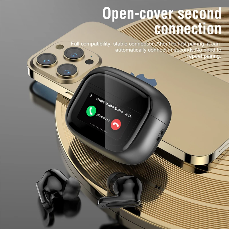 V11 ANC Noise-Canceling Bluetooth Earbuds: Touchscreen, TWS, Wireless Calling, Deep Bass, Smart Gaming Design, Low Latency