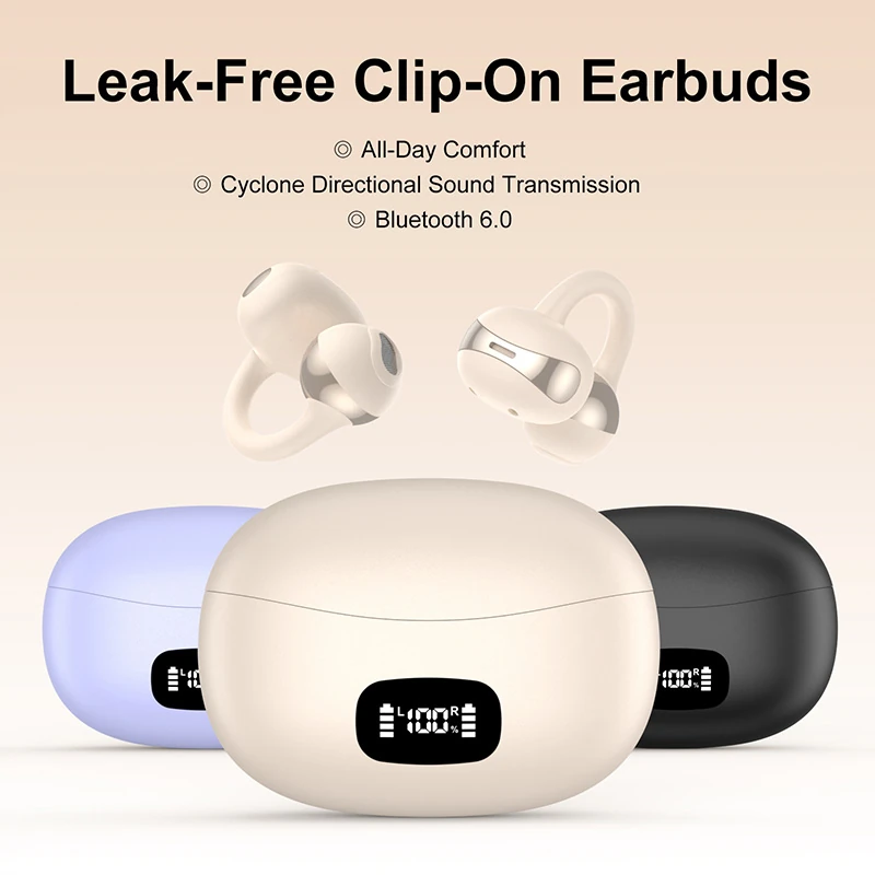 XYG20 Ear Clip Earring-Style OWS Smart Bluetooth Headphones: Open-Ear Bass-Boosting Earbuds (Non-In-Ear)