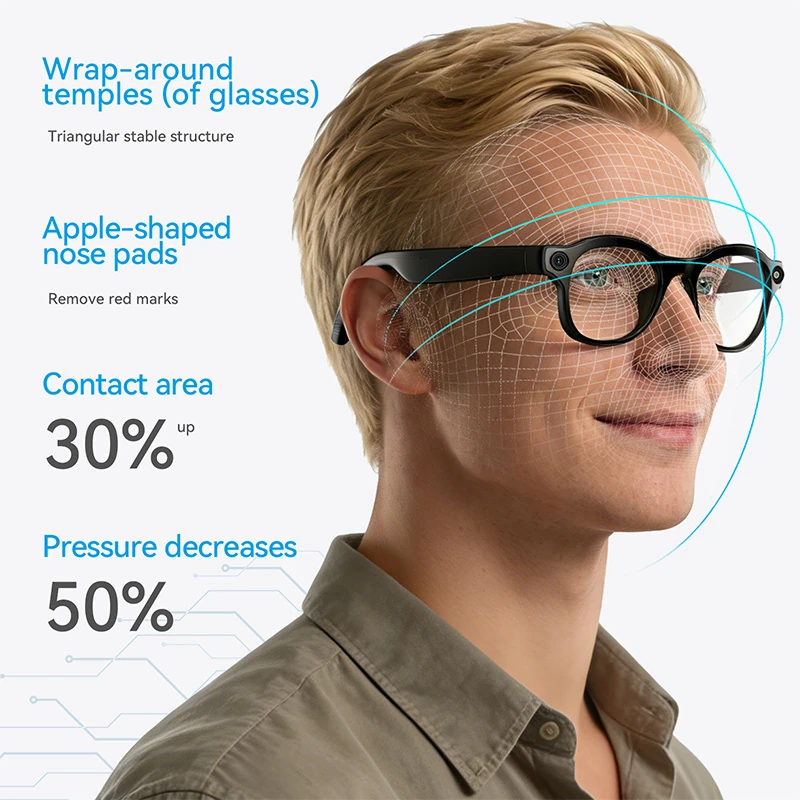 W3 AI Smart Glasses: Bluetooth Calling, Large Language Models, Photo and Video Recording 8-megapixel camera triple-lens system wireless charging