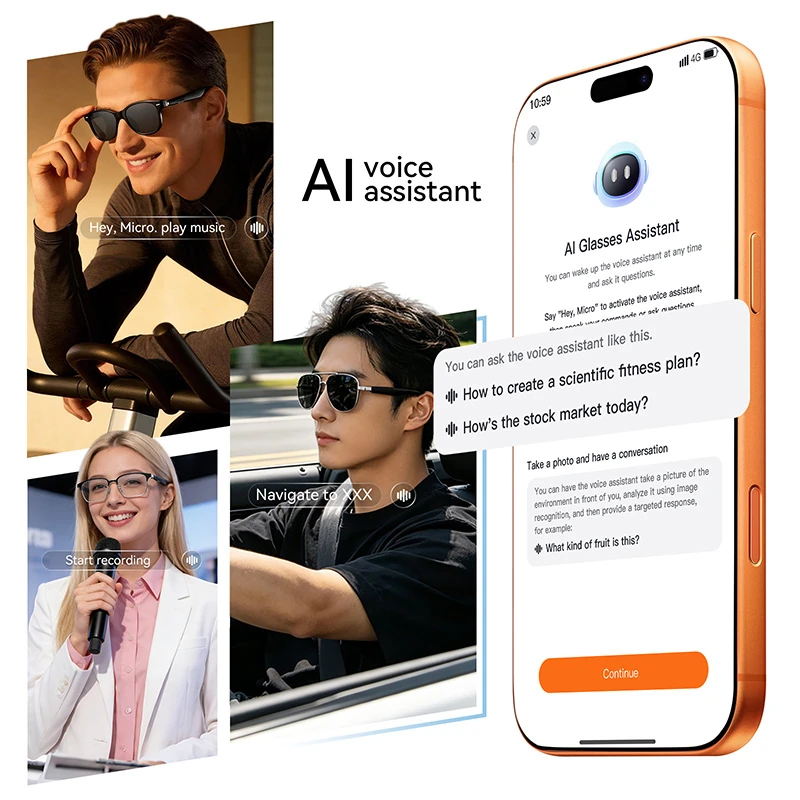 W2 AI Smart Glasses: Bluetooth Calls, Large Language Model Translation, and Recording 3 pairs of frames   magnetic charging   95% noise cancellation