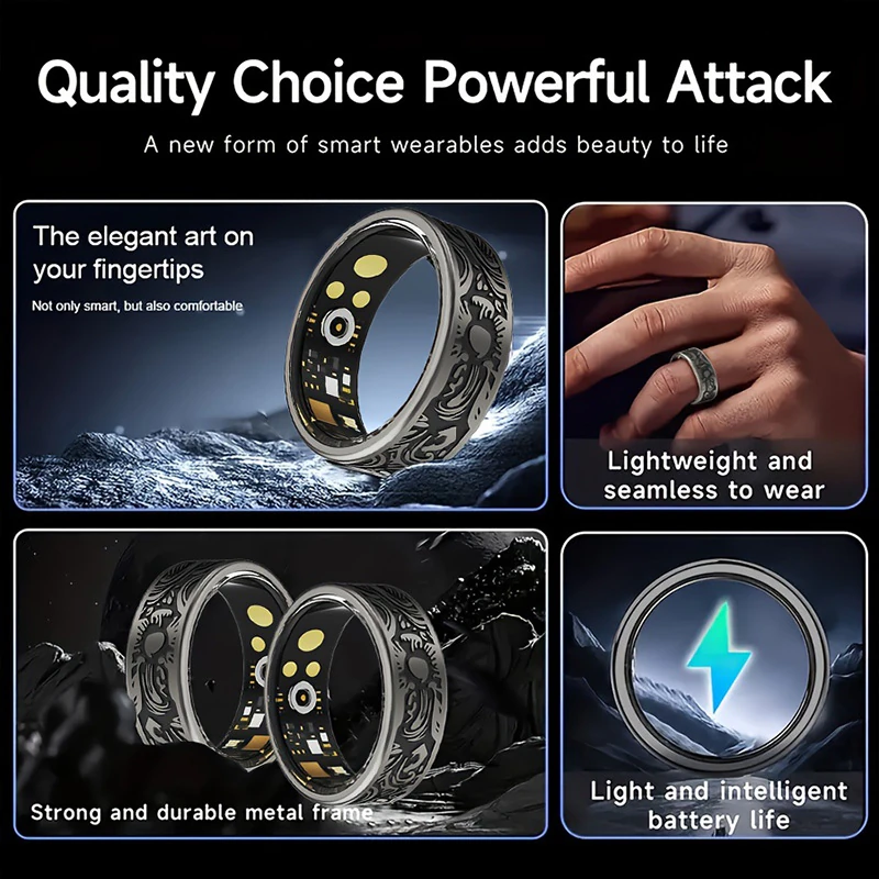 R16 Smart Ring: Heart Rate, Blood Oxygen, Sleep, Step Counting, Multi-Sport Tracking, Smart Photo Capture