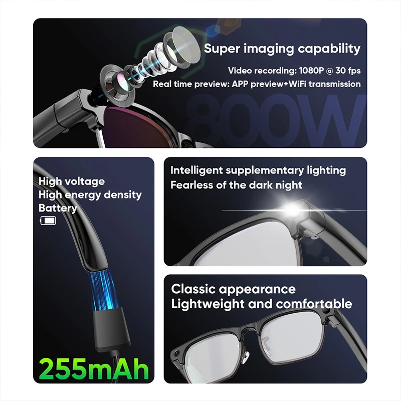 G1 AI Glasses: New Business-Style Semi-Rimless Model with 8MP HD Video Recording and Real-Time Translation&mdash;Smart Bluetooth Glasses