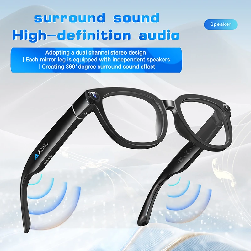 Q1 AI Smart Glasses: 13MP Camera, Ultra HD, Portrait Mode for Photos and Videos, Video Calls, and Real-Time Translation
