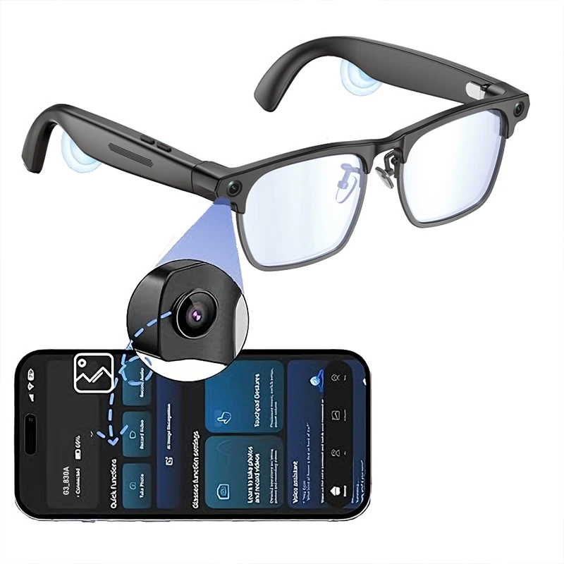 G1 AI Glasses: New Business-Style Semi-Rimless Model with 8MP HD Video Recording and Real-Time Translation&mdash;Smart Bluetooth Glasses