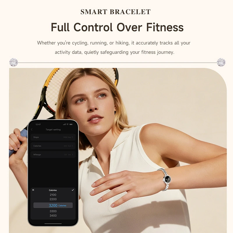 L6 Smart Women's Bracelet: Call and Message Alerts, Multiple Exercise Modes, Heart Rate, Blood Oxygen, and Sleep Monitoring