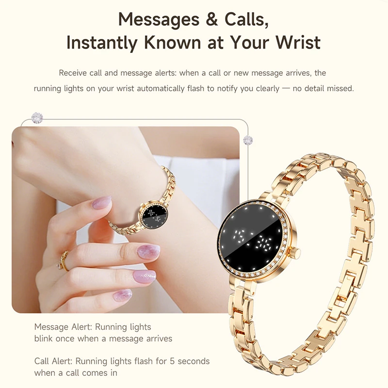 L6 Smart Women's Bracelet: Call and Message Alerts, Multiple Exercise Modes, Heart Rate, Blood Oxygen, and Sleep Monitoring
