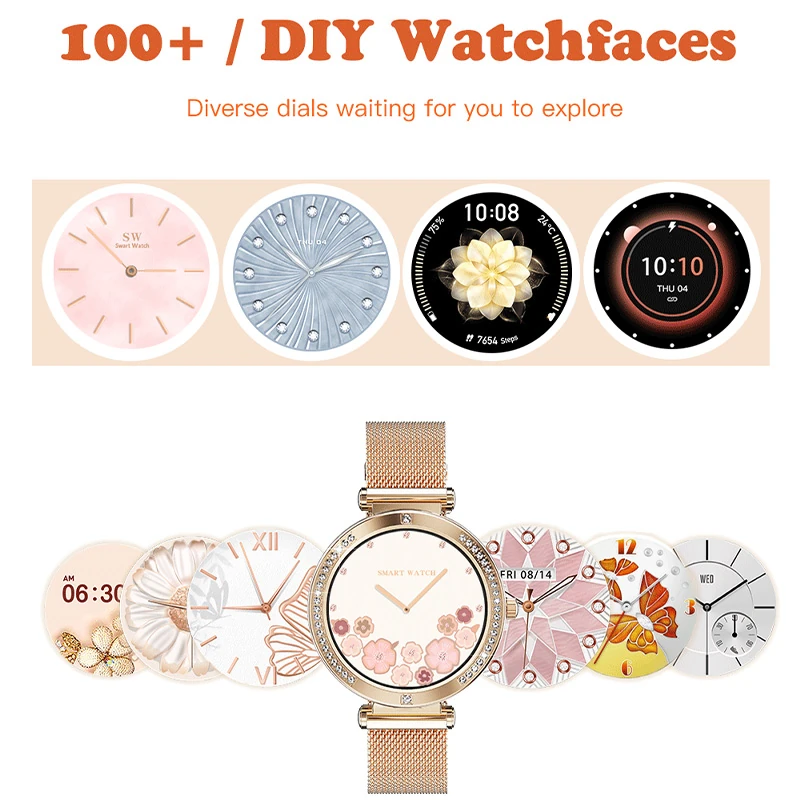 T64 Women's Smartwatch: Heart Rate, Blood Oxygen, Menstrual Cycle Tracking, Sleep Monitoring, Bluetooth