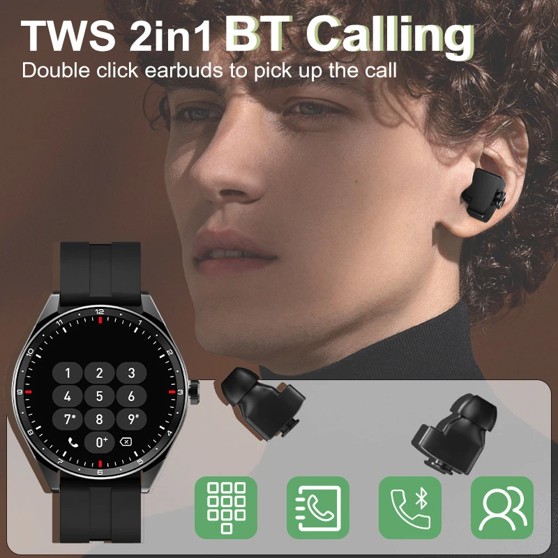 T23 Bluetooth Headset Watch: TWS 2-in-1 Rectangular ATS3085 Smartwatch