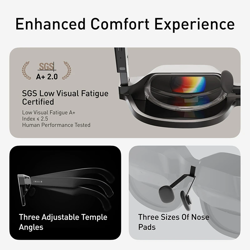 Inair 2 Pro AR Glasses: High-Definition Cinema-Style Glasses with 120Hz Refresh Rate, Portable and Slim, Direct-Drive Display