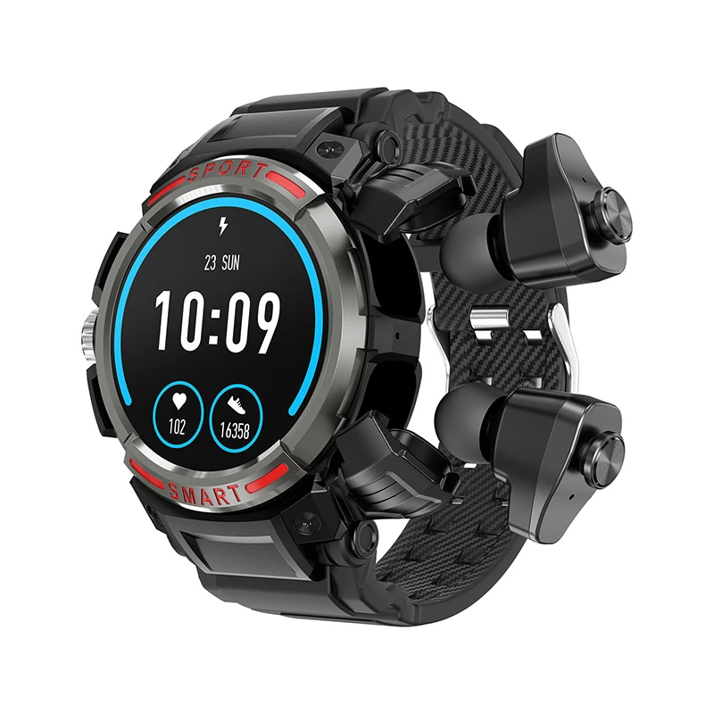 GT100 Outdoor Smart Watch with Earbuds TWS 2 in 1 Earphones