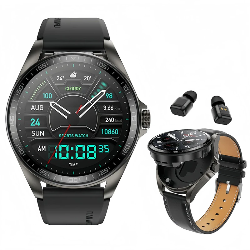 F36 Smartwatch and Earbuds 2-in-1: Calls and Music, Bluetooth 5.3 Flip-Style TWS with Heart Rate Monitor and Pedometer for Sports