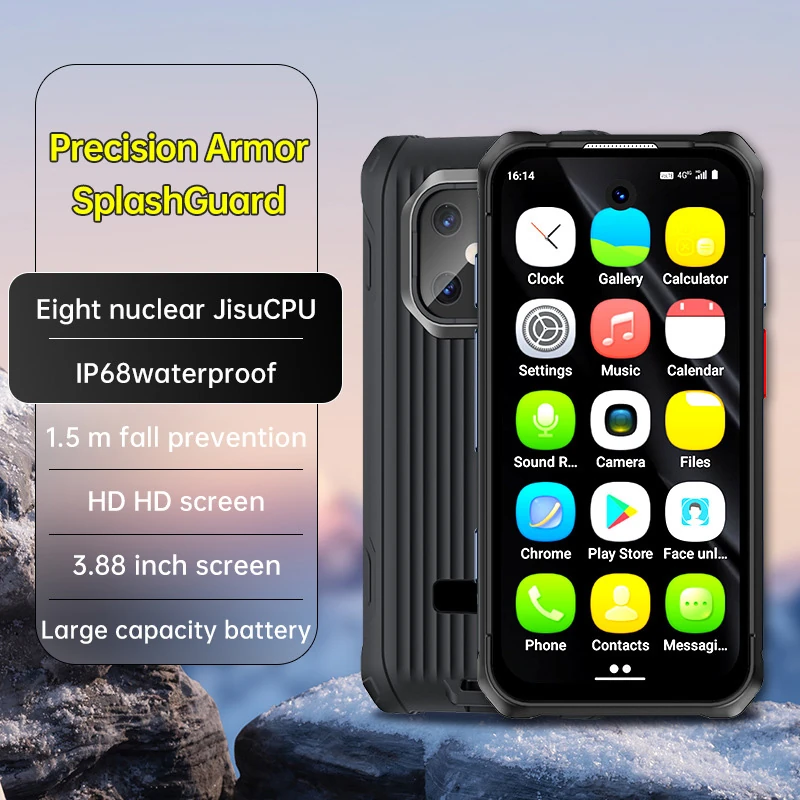 MX01 Global-band, ruggedized mini smart phone with GPS, Google, OTG, Android 12, Bluetooth, octa-core processor, and 4G connectivity