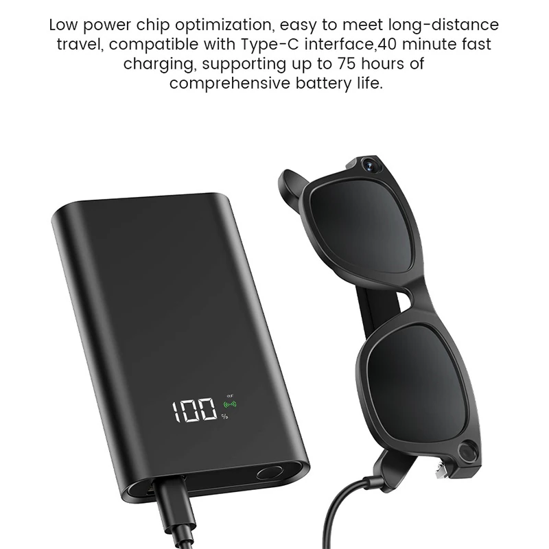 E02 Smart Camera Glasses: Open AI Voice Calls, Music, Photos, and Video Recording, 8MP