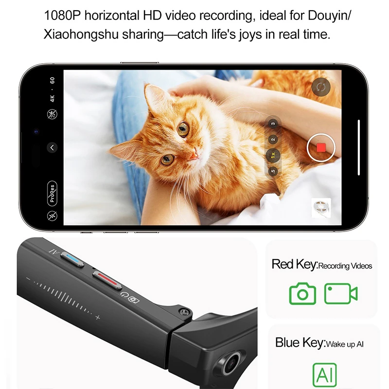 W611 Pro Smart Glasses: 8MP Camera, Video Calls, Wi-Fi, Sliding Touchscreen, Dual Microphones, Noise Cancellation, AI Translation
