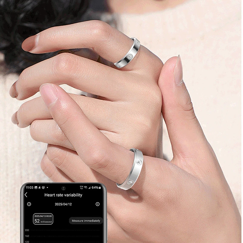 HR01 Smart Ring: Heart Rate, Sleep, and Blood Oxygen Monitoring, Step Counter, Fitness, Fashionable Diamond-Studded Smart Ring