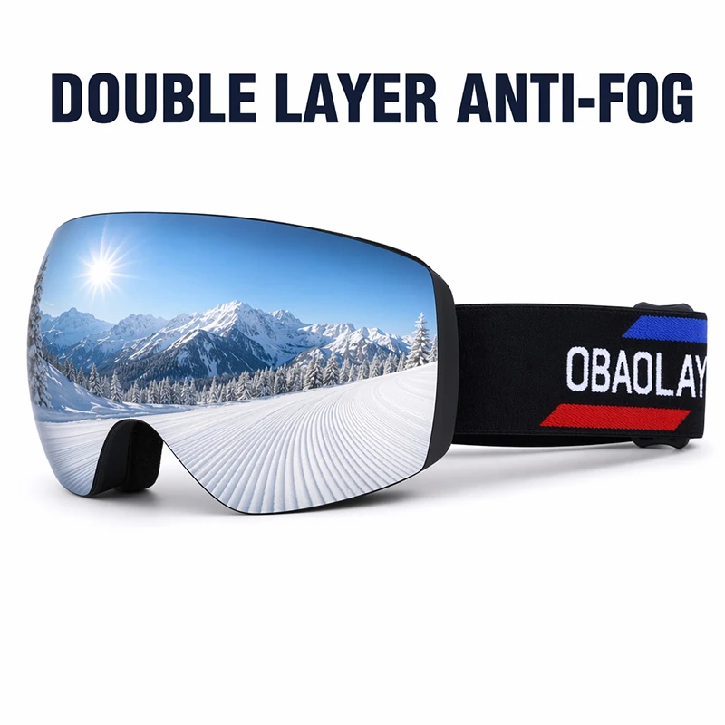 SG02 Double-Layer Anti-Fog Outdoor Ski Goggles: Wholesale of Adult Anti-Fog Wide-View Snap-On Goggles for Prescription Glasses