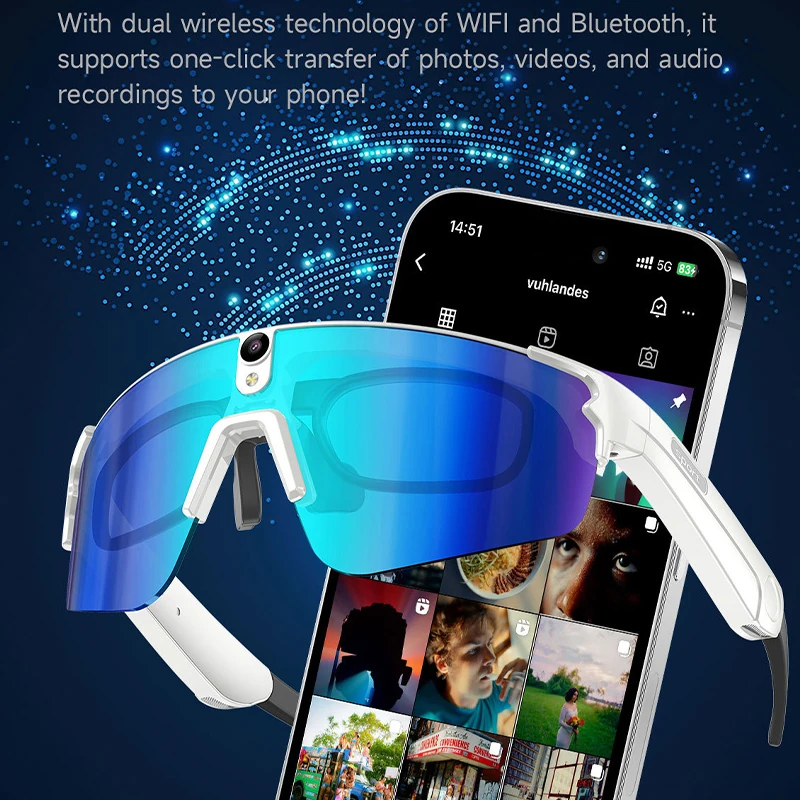 L805 Smart Glasses: 8-Megapixel Camera, Dual Microphones with Noise Cancellation, AI Object Recognition, and High-Definition Audio