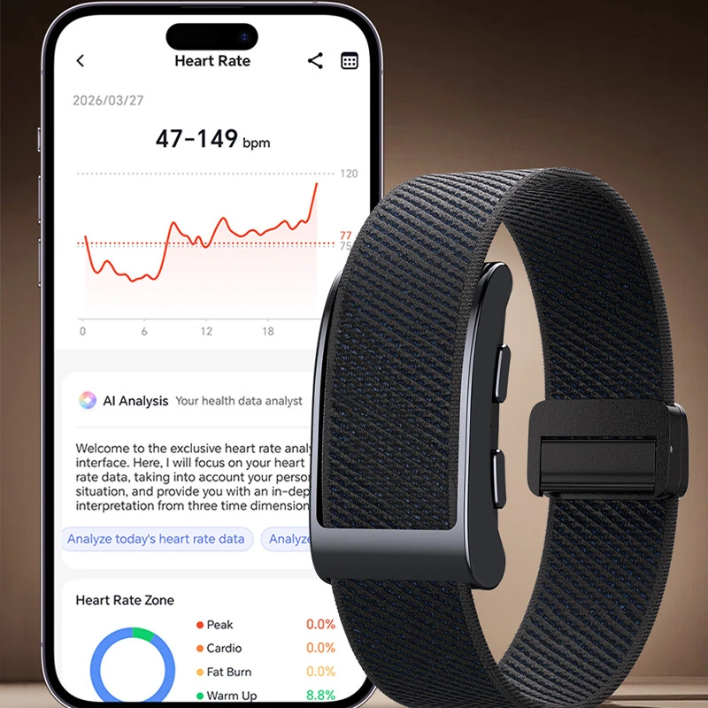 VIGOR (G-Band) Screenless Fitness Tracker: Heart Rate, Blood Oxygen, Body Temperature, Sleep & GPS Monitoring; Activity Management; 3ATM Water Resistance.