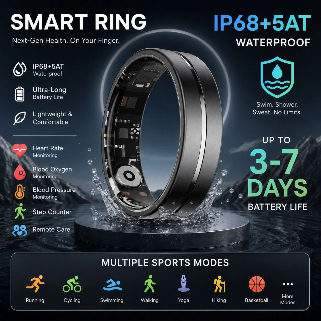 R06 Bluetooth AI Smart Ring &ndash; Wearable Health & Fitness Tracker (Heart Rate Monitoring)