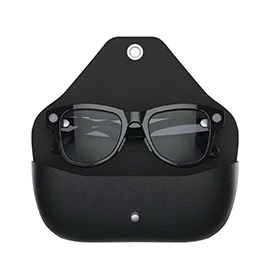 M02X Pro Max Smart Glasses: 8MP camera (photo/video/audio recording), AI assistant, translation function, and genuine leather charging case.