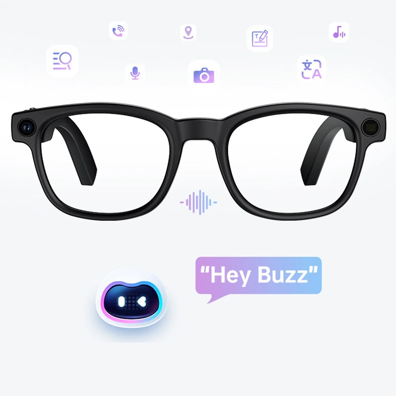 L1 Ultra AI Smart Glasses with camera: Cutting-edge tech featuring a 13-megapixel camera, a charging case that supports reverse charging, and Wi-Fi connectivity for image recognition and translation.