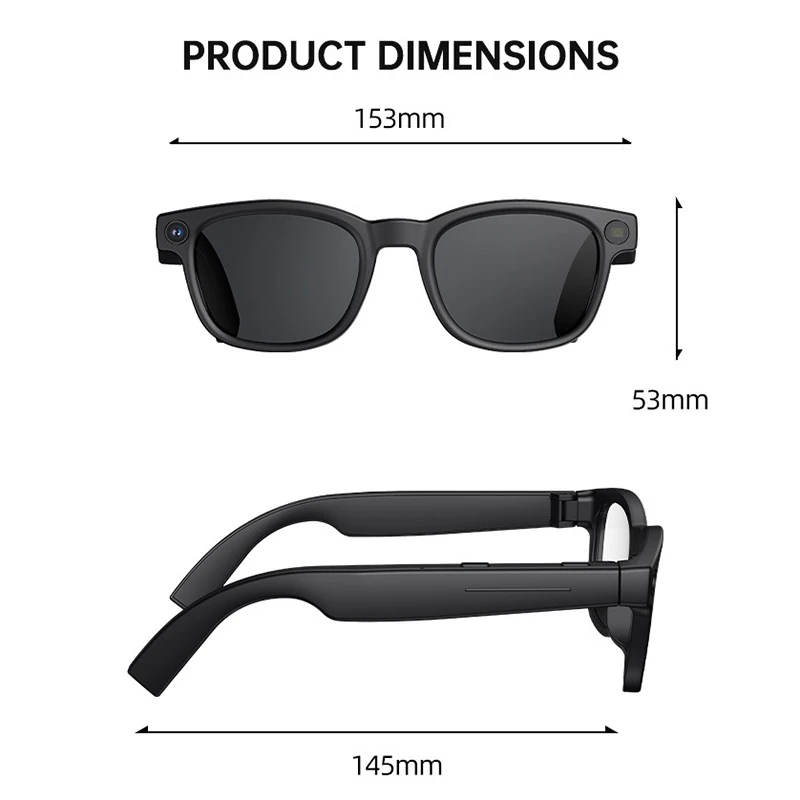 L1 Ultra AI Smart Glasses with camera: Cutting-edge tech featuring a 13-megapixel camera, a charging case that supports reverse charging, and Wi-Fi connectivity for image recognition and translation.