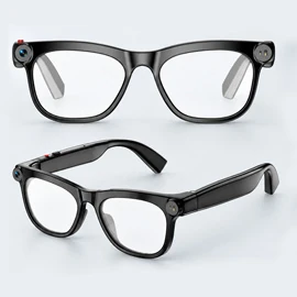 M10 AI Smart Glasses with Camera: Features a 20-megapixel high-definition camera, real-time translation, AI object recognition, and video recording capabilities.