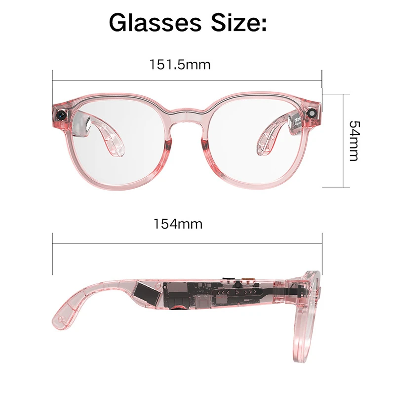 G6 AI Smart Glasses with Camera:  HD video recording, audio recording, 8MP photography,AI translation, and calls.