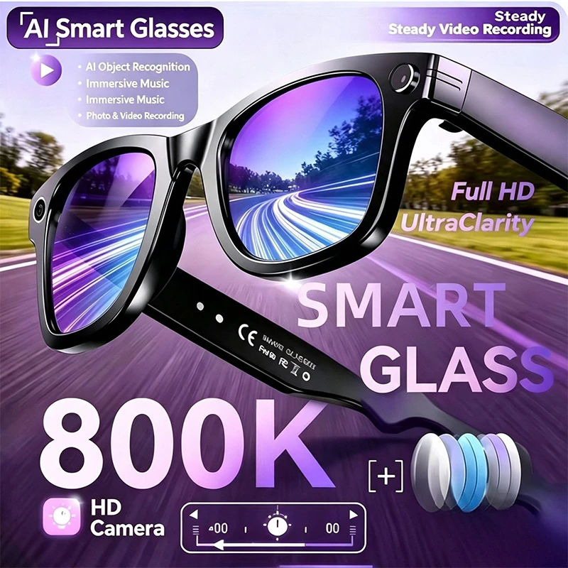 W610T AI Smart Glasses with Camera: 8MP Camera (Photo/Video), Bluetooth Calling, Translation, and Dual Noise Cancellation.