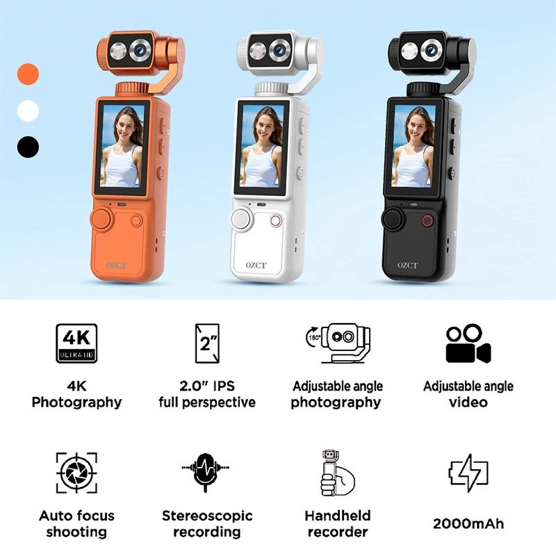 Q8 Rotating Handheld Camera &ndash; 4K Ultra-HD, Auto-Focus, Portable Pocket Video Camera for Meetings and Recording