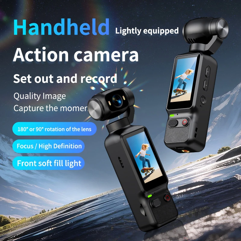 LK032 Handheld Action Camera: Pocket Camera, Handheld Gimbal, 4K HD, Anti-Shake, Waterproof, Video Recorder, DV Camcorder