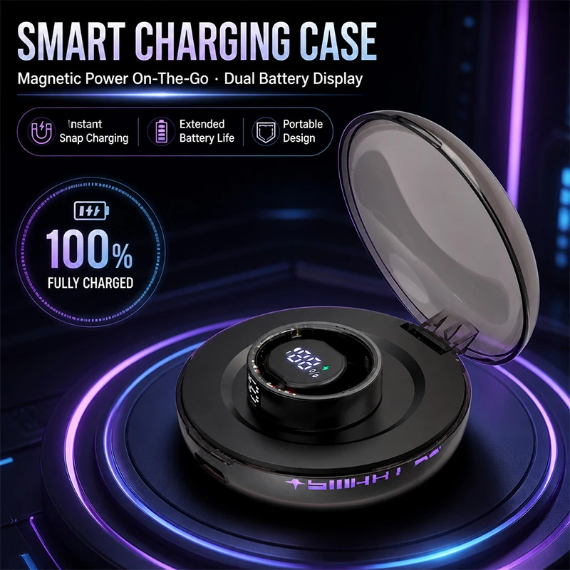 K80 Smart Ring: Real-time step counting, heart rate, blood pressure, and sleep monitoring; features a touch-enabled digital display; rugged, outdoor-ready design; 5ATM water resistance