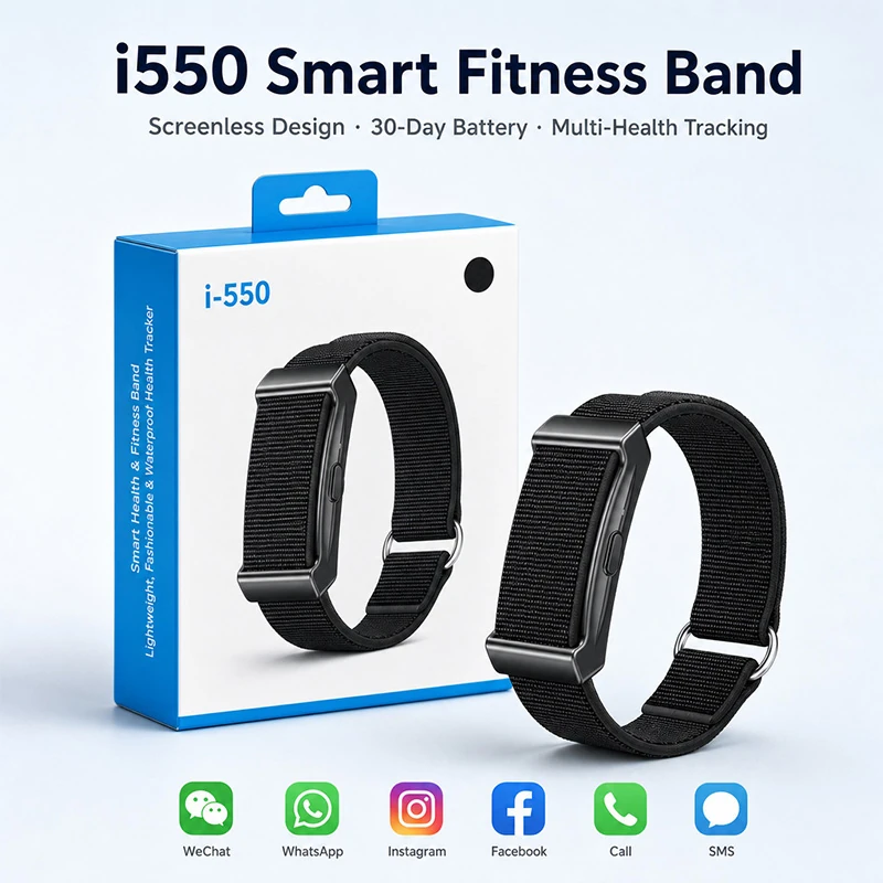 I550 Smart Bracelet: Real-time Heart Rate, Step Counting, Sleep & Blood Pressure Monitoring, Bluetooth Notifications, and GPS Activity Tracking